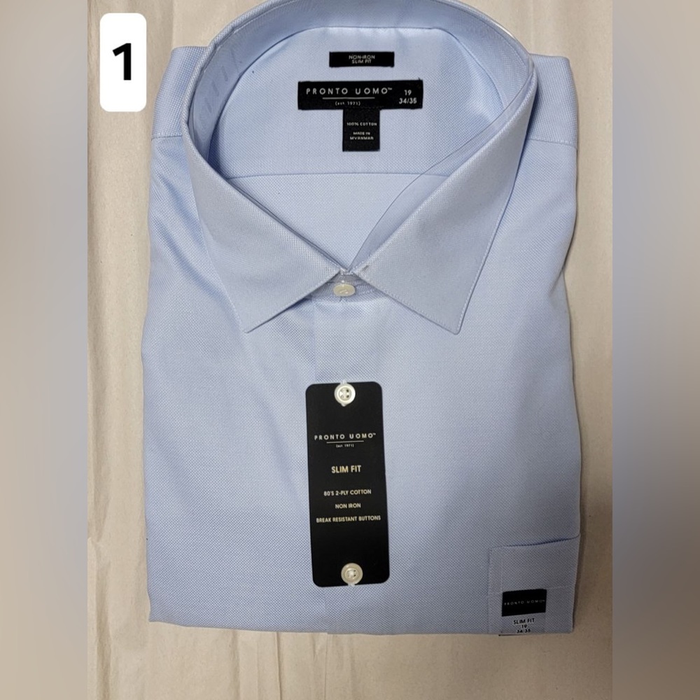 Calvin Klein Pronto Uomo Slim Fit Men Button along Sleeve Shirt Size 19